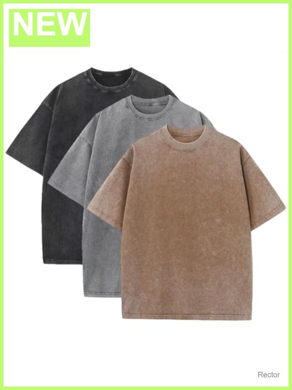 Men's Oversized Heavy Cotton Vintage T-Shirt Loose Fit Crew Neck Tee
